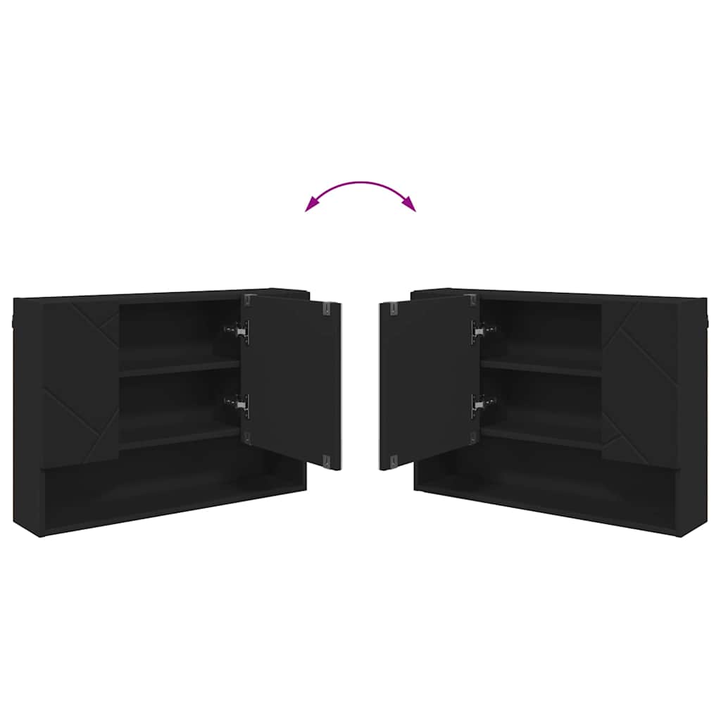 Badezimmermöbel Set mit Regal 4 pcs Schwarz 30 x 35 x 192 cm