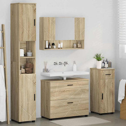 Badezimmermöbel Set mit Tür 4 pcs Sonoma-Eiche 30 x 35 x 192 cm