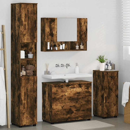 Badezimmermöbel Set mit Tür 4 pcs Räuchereiche 30 x 35 x 192 cm