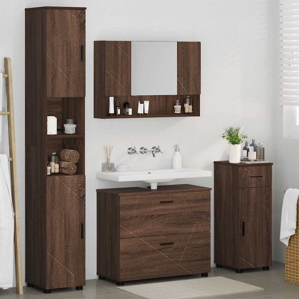 Badezimmermöbel Set 4 pcs Braun Eichen-Optik 30 x 35 x 192 cm