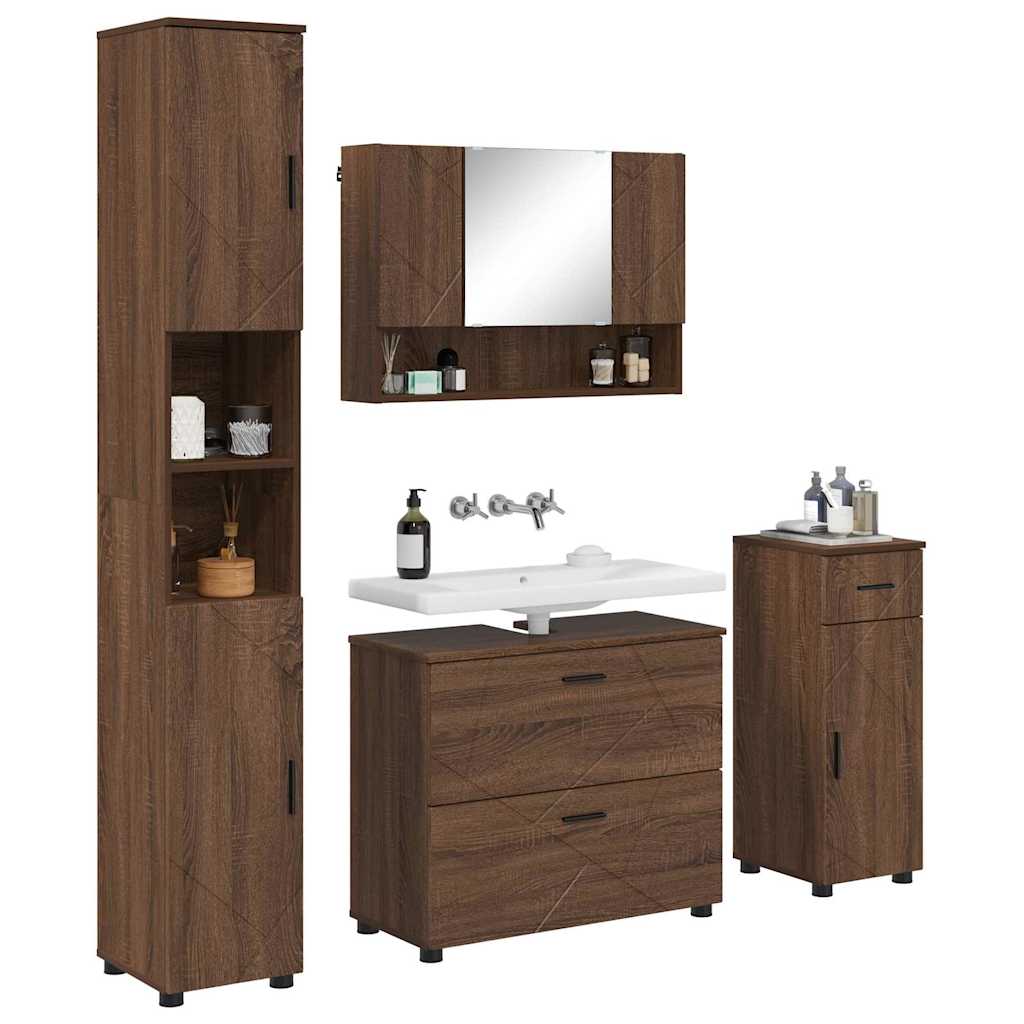 Badezimmermöbel Set 4 pcs Braun Eichen-Optik 30 x 35 x 192 cm