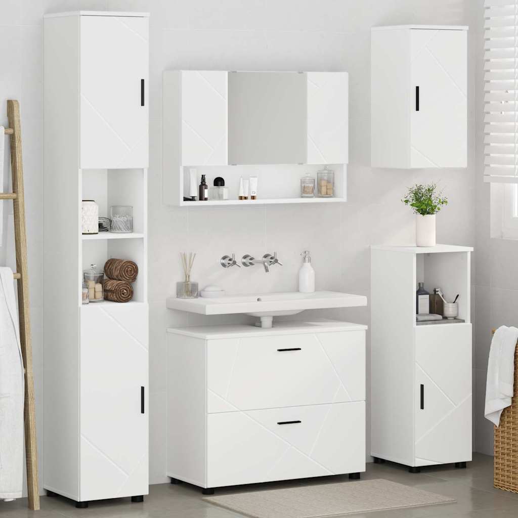 Badezimmermöbel Set 5 pcs Weiß 30 x 35 x 192 cm Holzwerkstoff