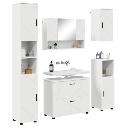 Badezimmermöbel Set 5 pcs Weiß 30 x 35 x 192 cm Holzwerkstoff