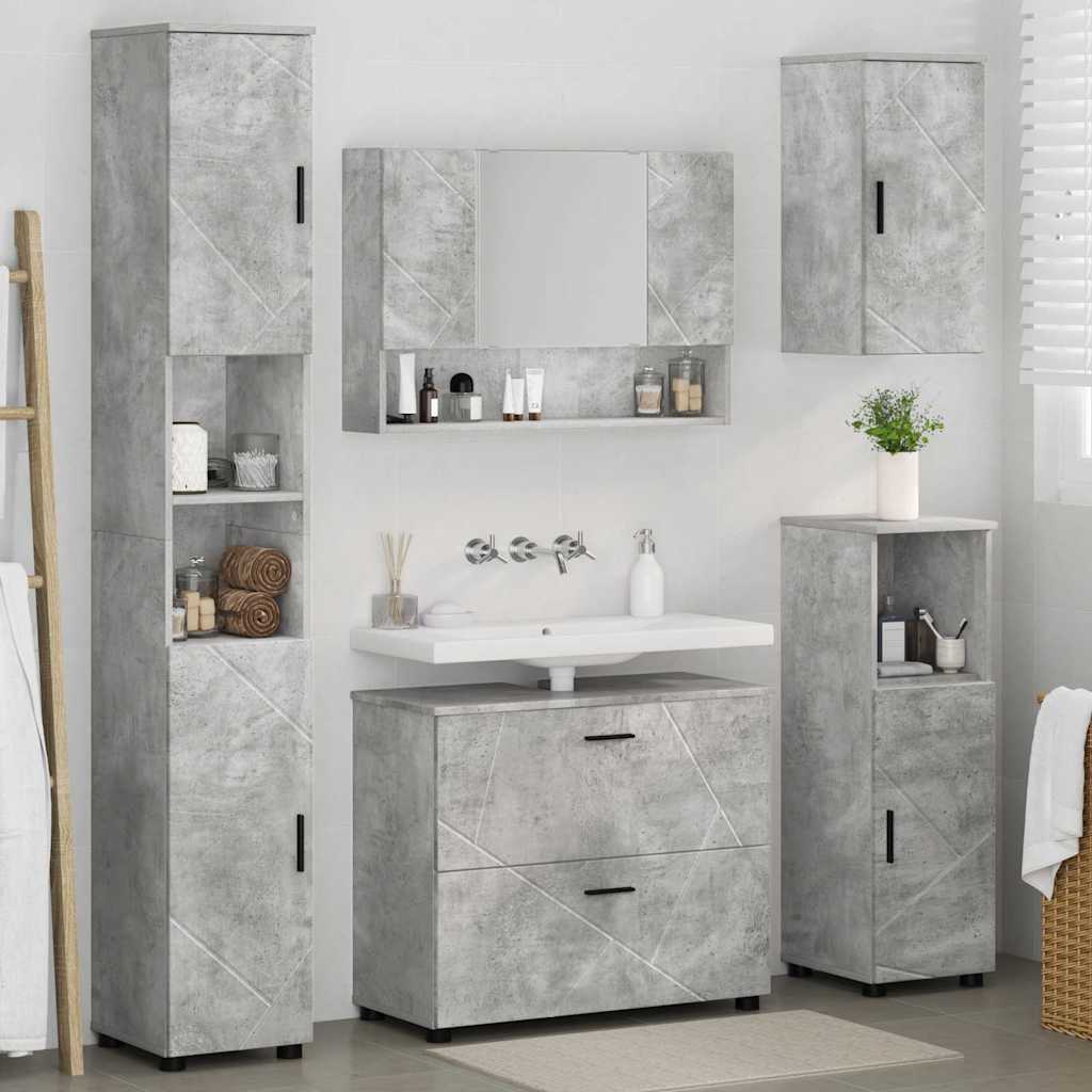 Badezimmermöbel Set mit Regal 5 pcs Betongrau 30 x 35 x 192 cm