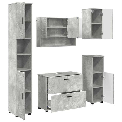 Badezimmermöbel Set mit Regal 5 pcs Betongrau 30 x 35 x 192 cm