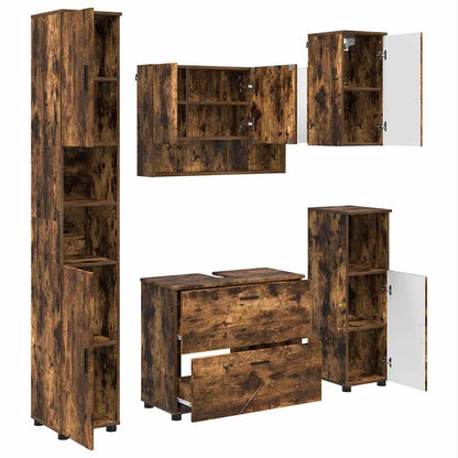 Badezimmermöbel Set mit Tür 5 pcs Räuchereiche 30 x 35 x 192 cm
