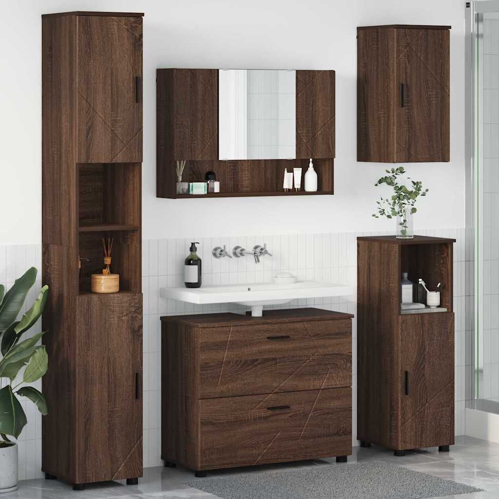 Badezimmermöbel Set 5 pcs Braun Eichen-Optik 30 x 35 x 192 cm