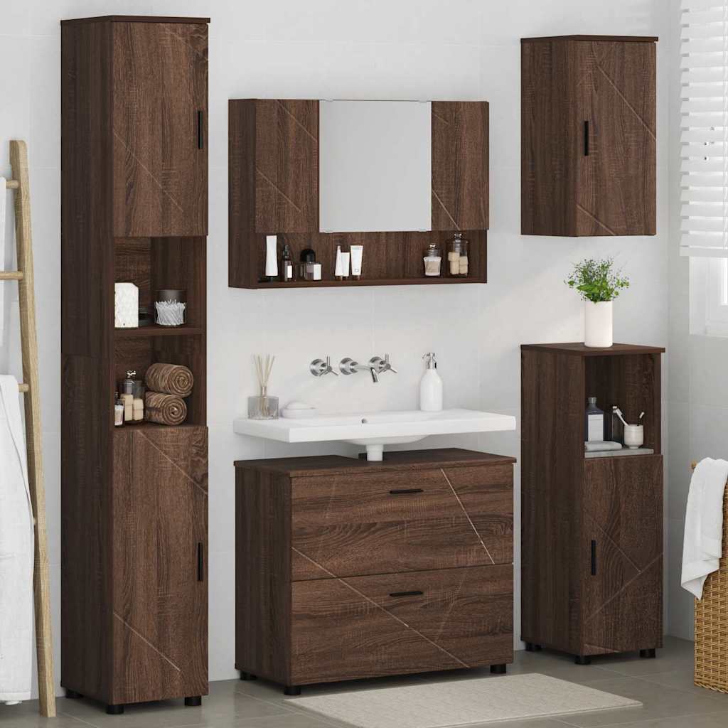Badezimmermöbel Set 5 pcs Braun Eichen-Optik 30 x 35 x 192 cm