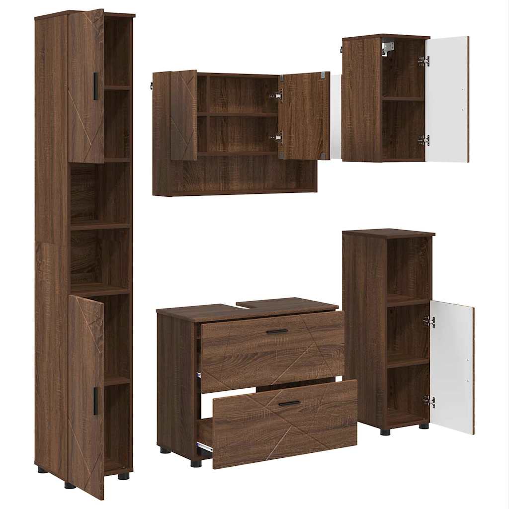 Badezimmermöbel Set 5 pcs Braun Eichen-Optik 30 x 35 x 192 cm