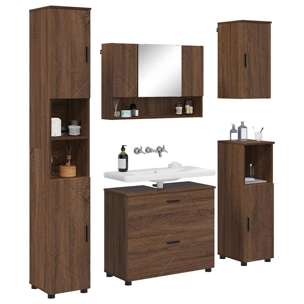 Badezimmermöbel Set 5 pcs Braun Eichen-Optik 30 x 35 x 192 cm