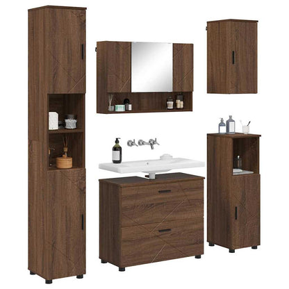 Badezimmermöbel Set 5 pcs Braun Eichen-Optik 30 x 35 x 192 cm
