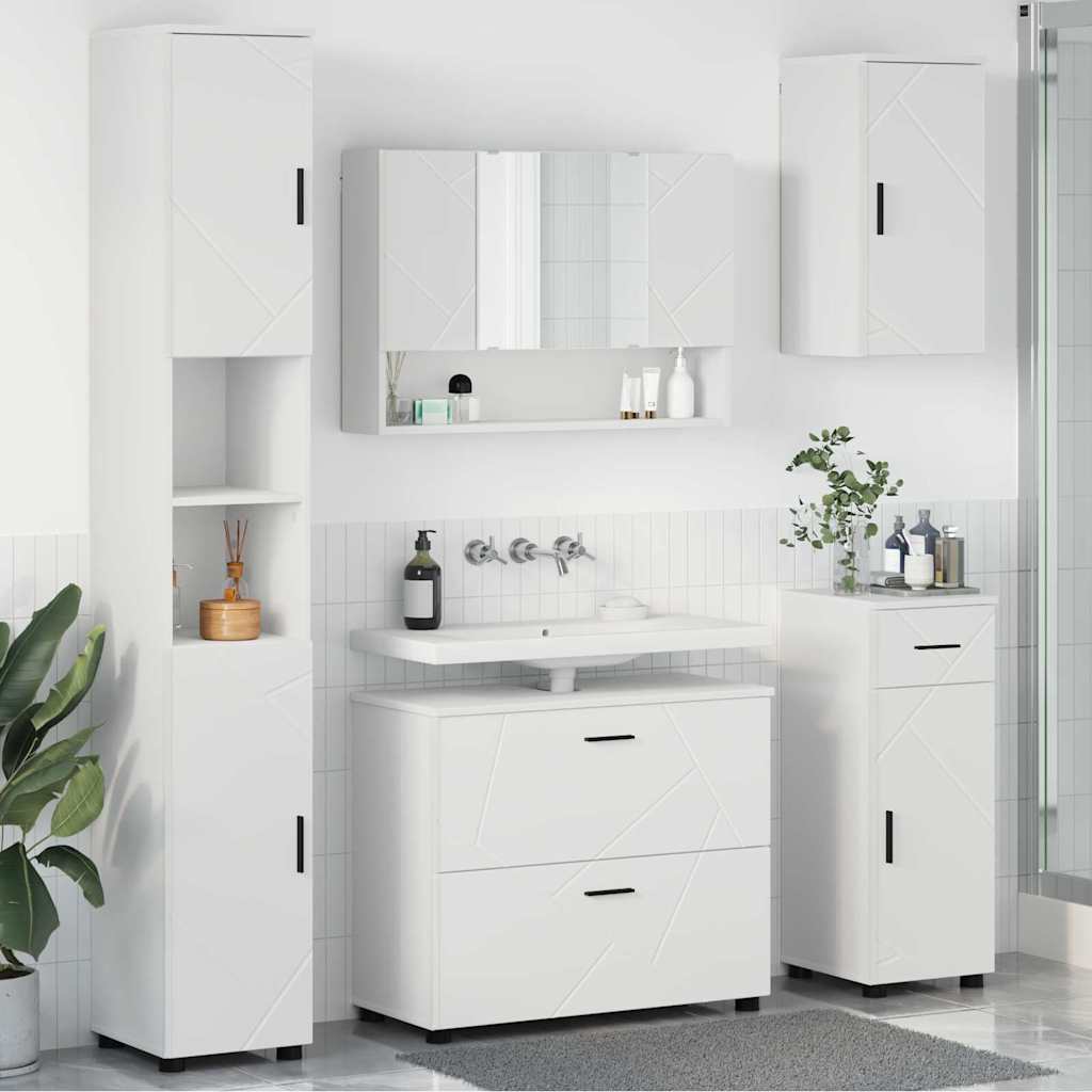 Badezimmermöbel Set 5 pcs Weiß 30 x 35 x 192 cm Holzwerkstoff