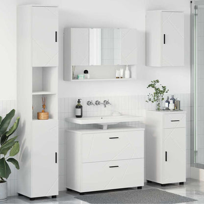 Badezimmermöbel Set 5 pcs Weiß 30 x 35 x 192 cm Holzwerkstoff