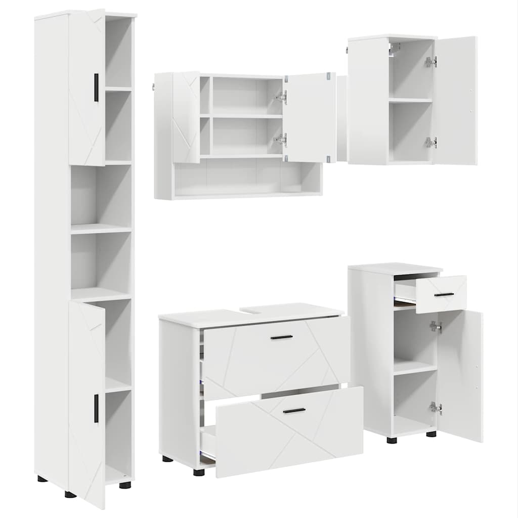 Badezimmermöbel Set 5 pcs Weiß 30 x 35 x 192 cm Holzwerkstoff