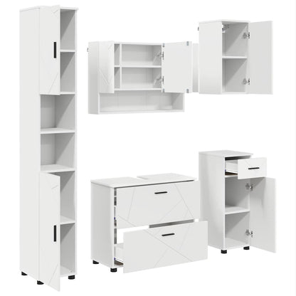 Badezimmermöbel Set 5 pcs Weiß 30 x 35 x 192 cm Holzwerkstoff