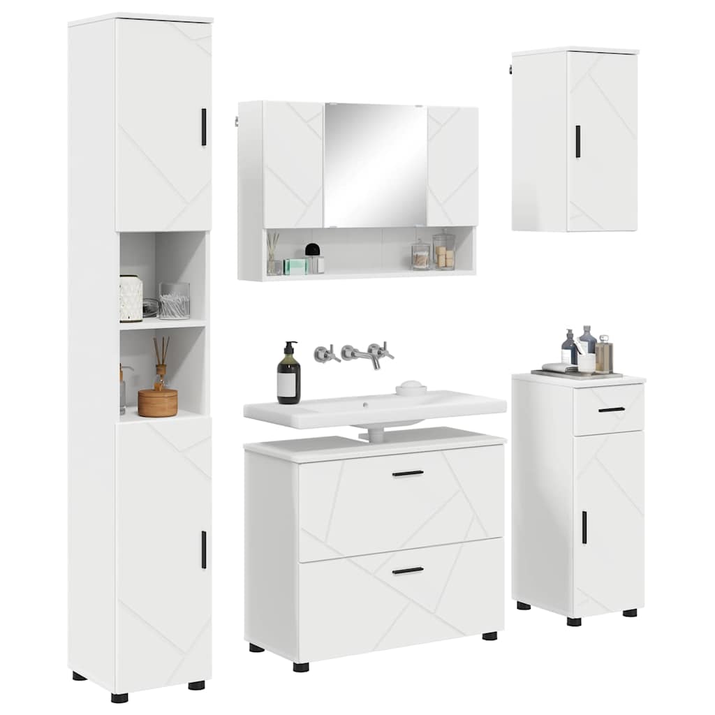 Badezimmermöbel Set 5 pcs Weiß 30 x 35 x 192 cm Holzwerkstoff