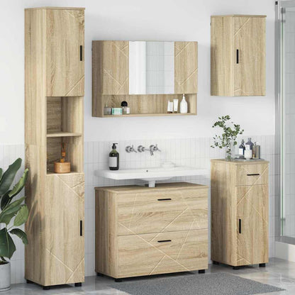 Badezimmermöbel Set mit Tür 5 pcs Sonoma Eiche 30 x 35 x 192 cm