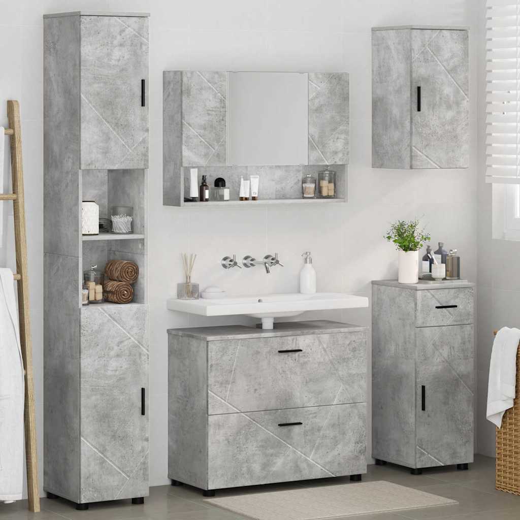 Badezimmermöbel Set mit Regal 5 pcs Betongrau 30 x 35 x 192 cm