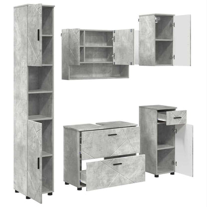 Badezimmermöbel Set mit Regal 5 pcs Betongrau 30 x 35 x 192 cm