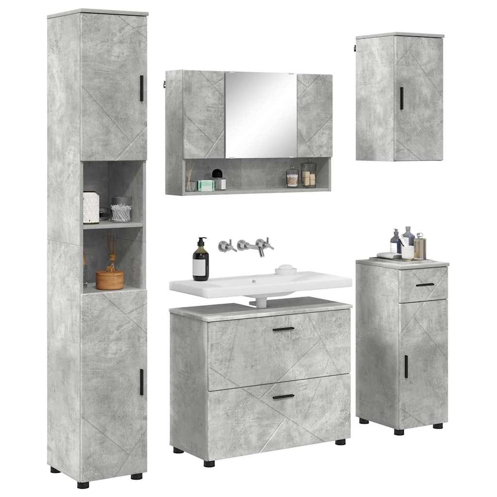 Badezimmermöbel Set mit Regal 5 pcs Betongrau 30 x 35 x 192 cm