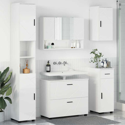 Badezimmermöbel Set 5 pcs Hochglanz-Weiß 30 x 35 x 192 cm
