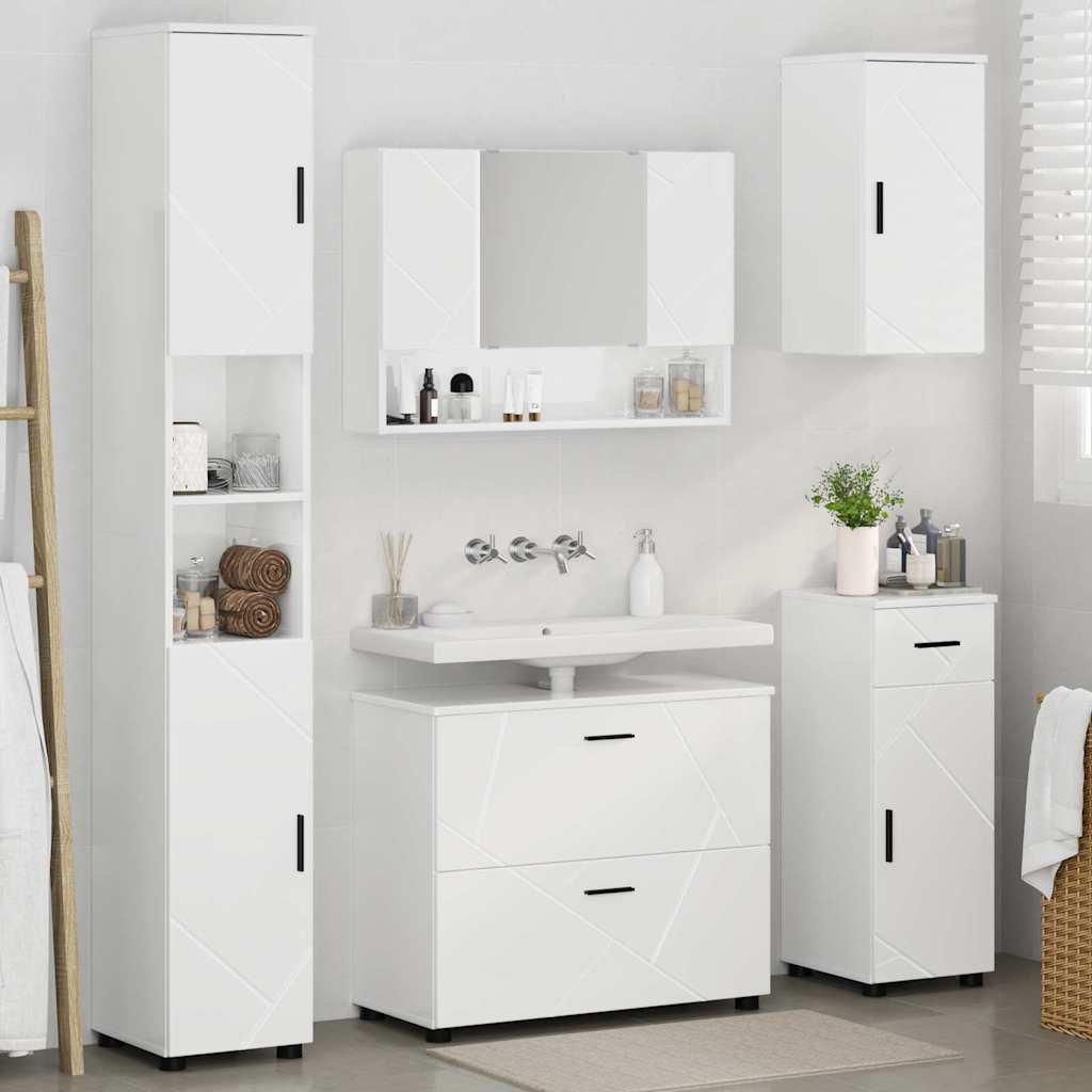 Badezimmermöbel Set 5 pcs Hochglanz-Weiß 30 x 35 x 192 cm