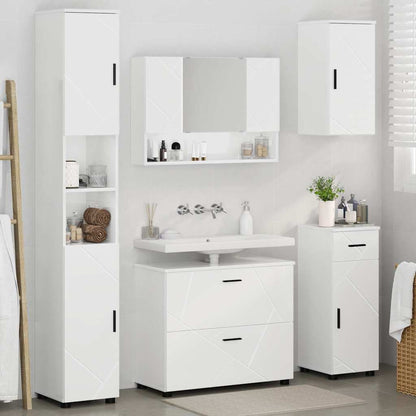 Badezimmermöbel Set 5 pcs Hochglanz-Weiß 30 x 35 x 192 cm