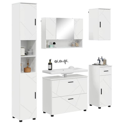 Badezimmermöbel Set 5 pcs Hochglanz-Weiß 30 x 35 x 192 cm
