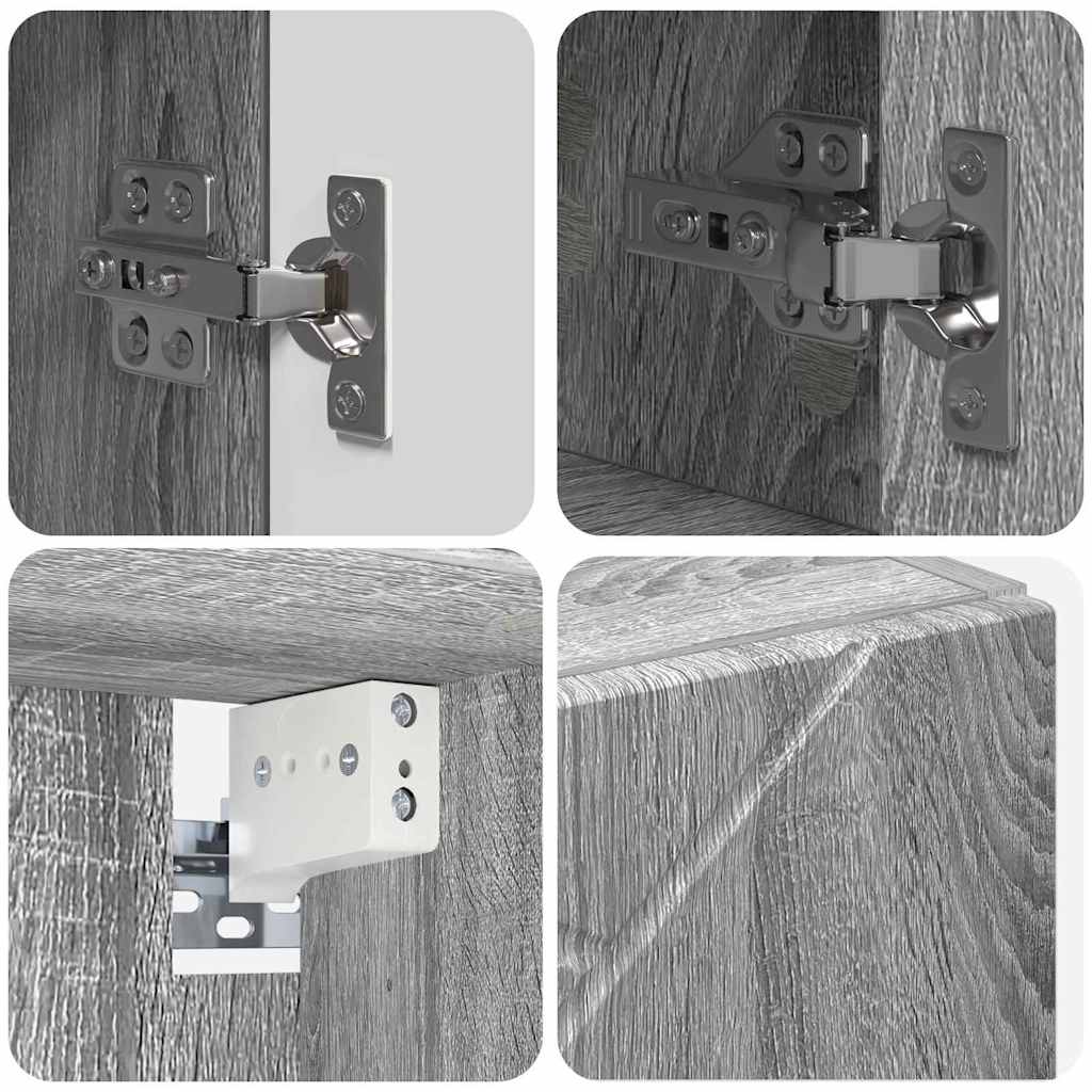 Badezimmermöbel Set mit Tür 5 pcs Grau Sonoma 30 x 35 x 192 cm