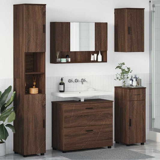Badezimmermöbel Set mit Tür 5 pcs Braune Eiche 30 x 35 x 192 cm