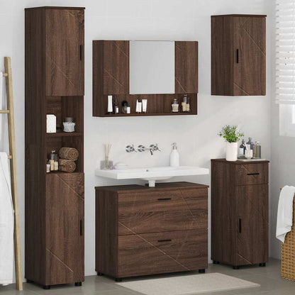 Badezimmermöbel Set mit Tür 5 pcs Braune Eiche 30 x 35 x 192 cm