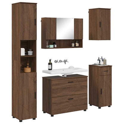 Badezimmermöbel Set mit Tür 5 pcs Braune Eiche 30 x 35 x 192 cm