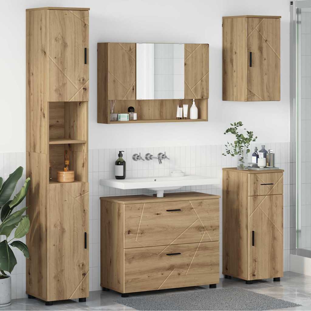 Badezimmermöbel Set 5 pcs Eiche handwerklich 30 x 35 x 192 cm