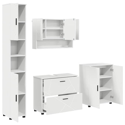 Badezimmermöbel Set 4 pcs Weiß 30 x 35 x 192 cm Holzwerkstoff