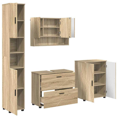 Badezimmermöbel Set mit Tür 4 pcs Sonoma-Eiche 30 x 35 x 192 cm