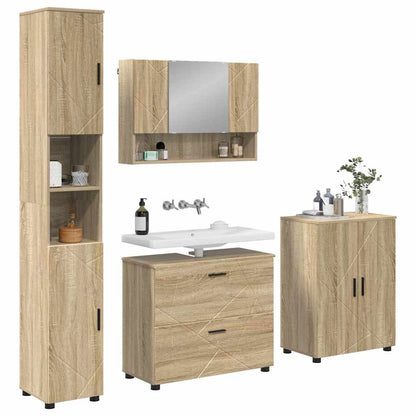 Badezimmermöbel Set mit Tür 4 pcs Sonoma-Eiche 30 x 35 x 192 cm