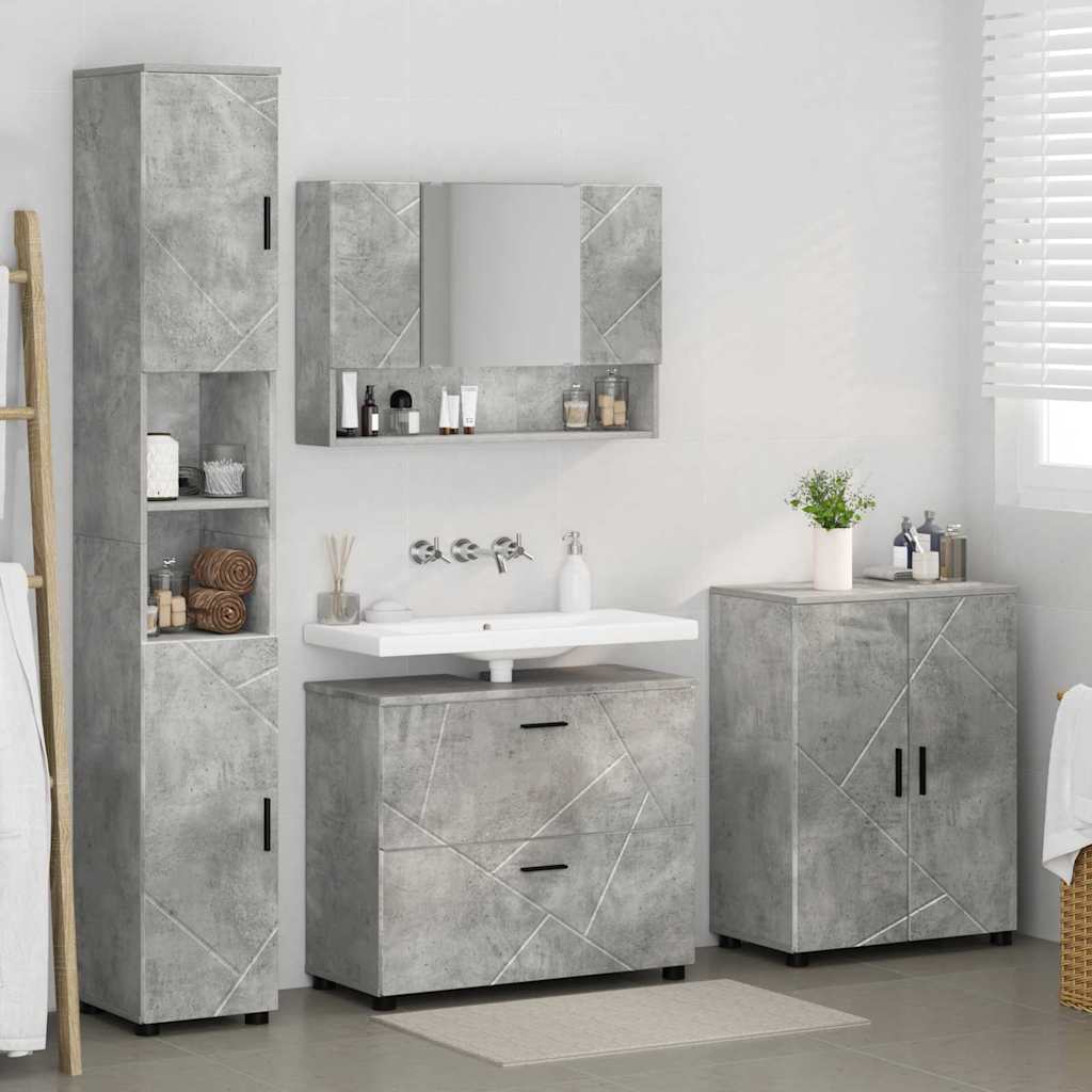 Badezimmermöbel Set mit Regal 4 pcs Betongrau 30 x 35 x 192 cm