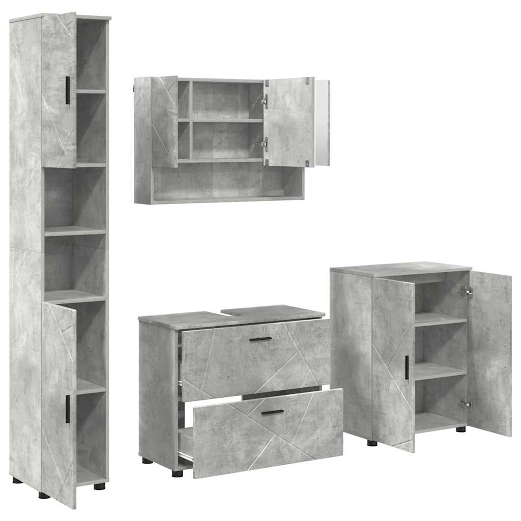 Badezimmermöbel Set mit Regal 4 pcs Betongrau 30 x 35 x 192 cm