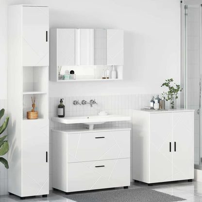 Badezimmermöbel Set 4 pcs Hochglanz-Weiß 30 x 35 x 192 cm