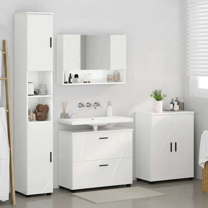 Badezimmermöbel Set 4 pcs Hochglanz-Weiß 30 x 35 x 192 cm