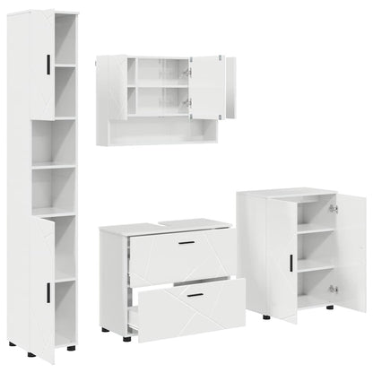 Badezimmermöbel Set 4 pcs Hochglanz-Weiß 30 x 35 x 192 cm
