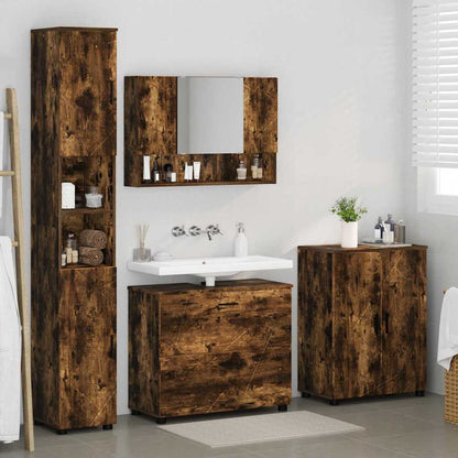 Badezimmermöbel Set mit Tür 4 pcs Räuchereiche 30 x 35 x 192 cm