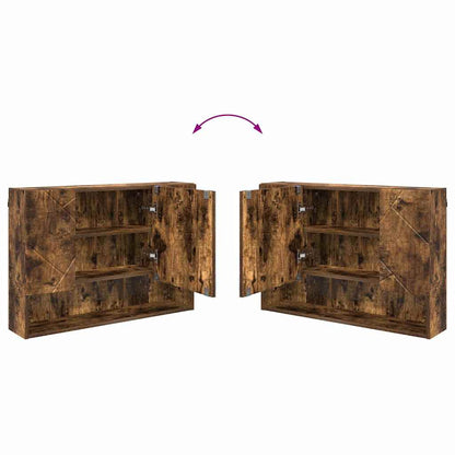 Badezimmermöbel Set mit Tür 4 pcs Räuchereiche 30 x 35 x 192 cm