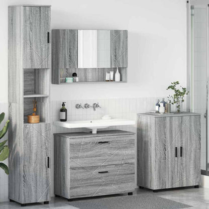 Badezimmermöbel Set mit Tür 4 pcs Grau Sonoma 30 x 35 x 192 cm