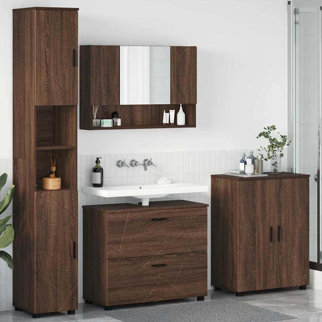Badezimmermöbel Set 4 pcs Braun Eichen-Optik 30 x 35 x 192 cm