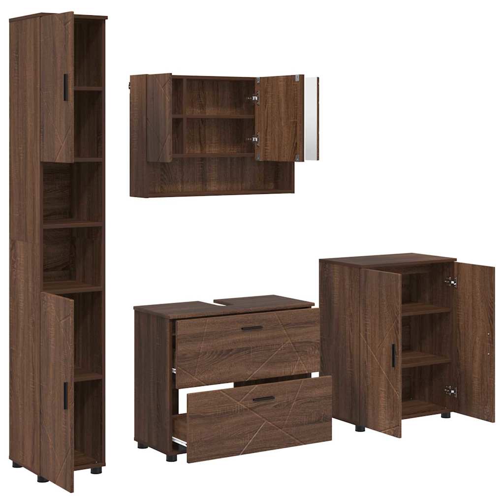 Badezimmermöbel Set 4 pcs Braun Eichen-Optik 30 x 35 x 192 cm