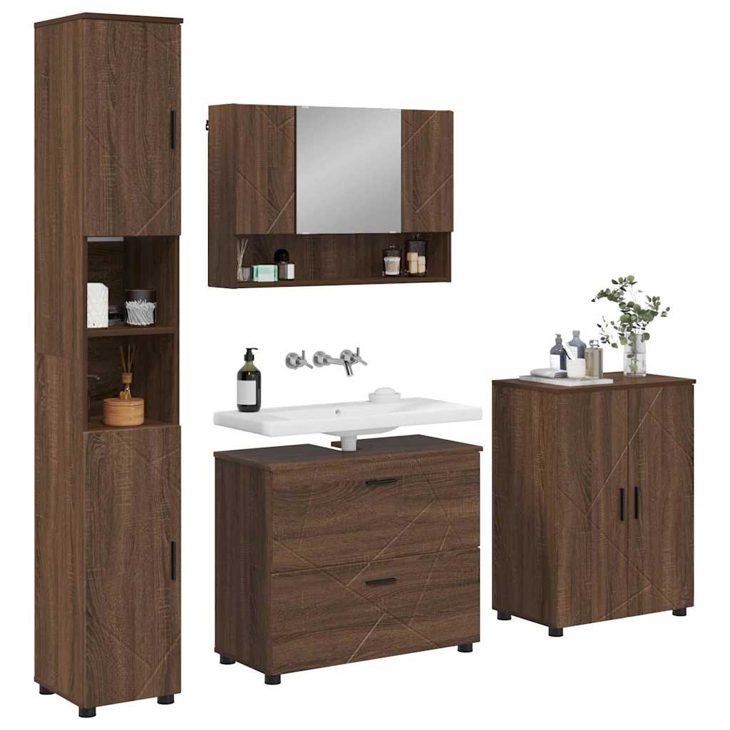 Badezimmermöbel Set 4 pcs Braun Eichen-Optik 30 x 35 x 192 cm
