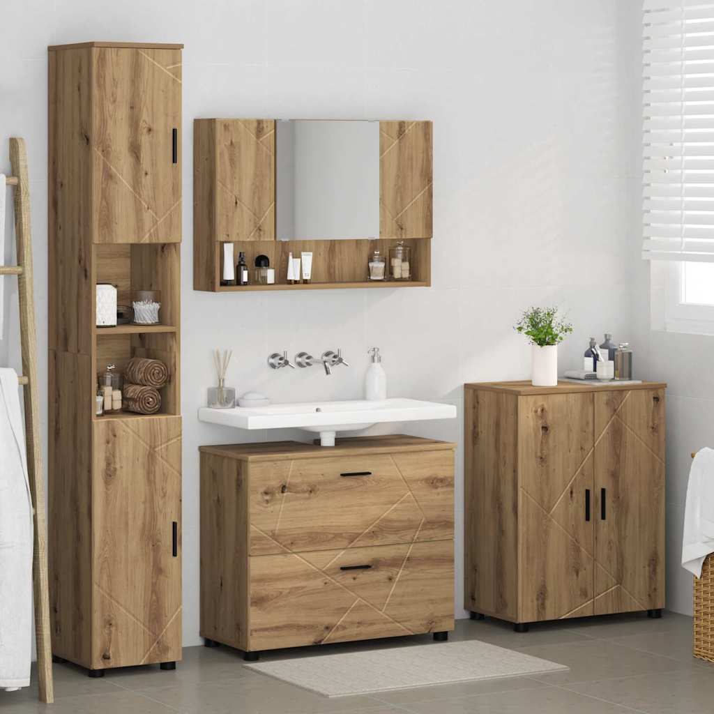 Badezimmermöbel Set 4 pcs Artisan-Eiche 30 x 35 x 192 cm