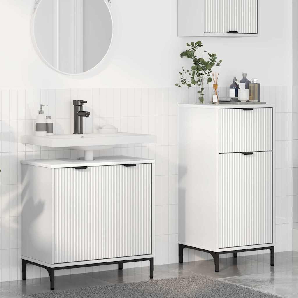 Badezimmermöbel Set 2 pcs Weiß 39,5 x 36 x 88 cm Holzwerkstoff