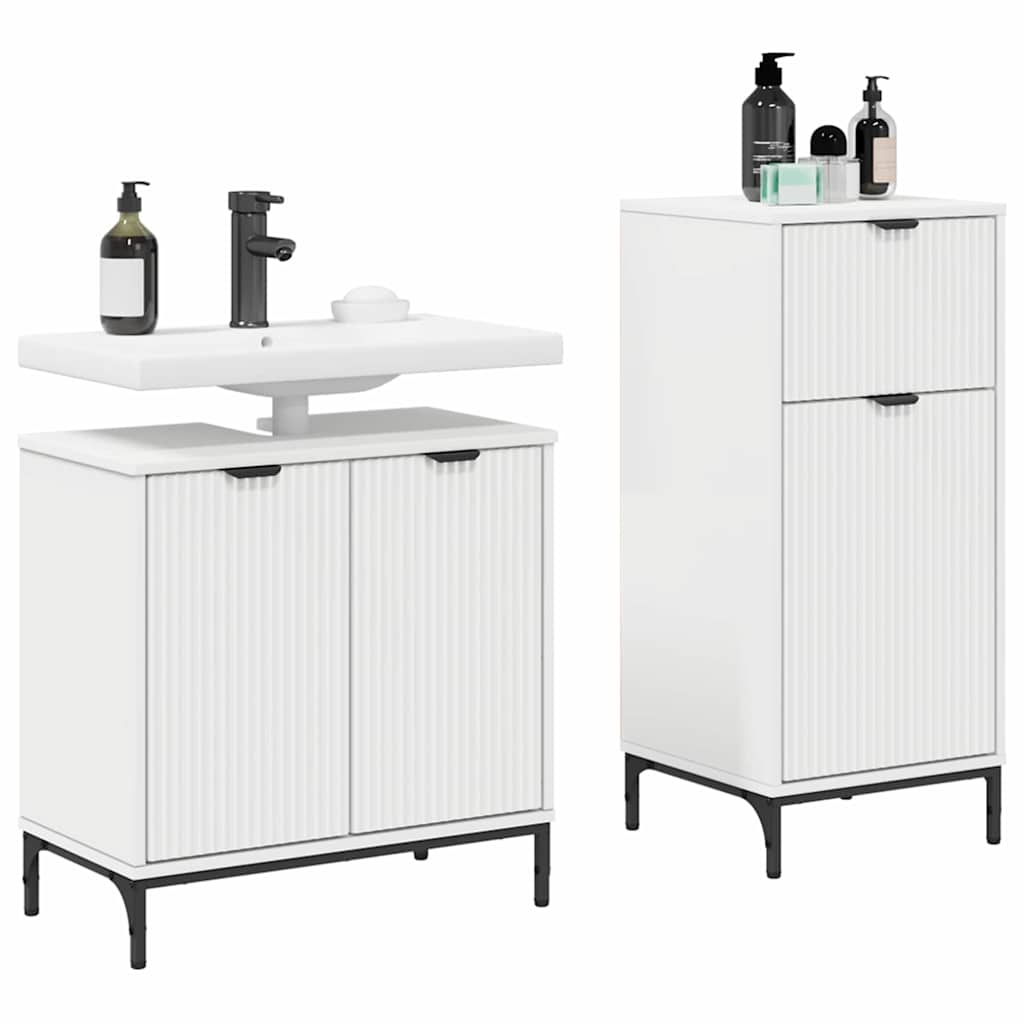Badezimmermöbel Set 2 pcs Weiß 39,5 x 36 x 88 cm Holzwerkstoff